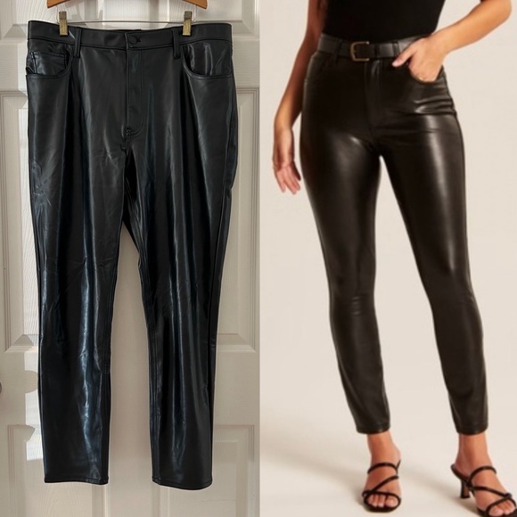 Abercrombie & Fitch The Skinny High Rise Vegan Leather Pants - Picture 1 of 9